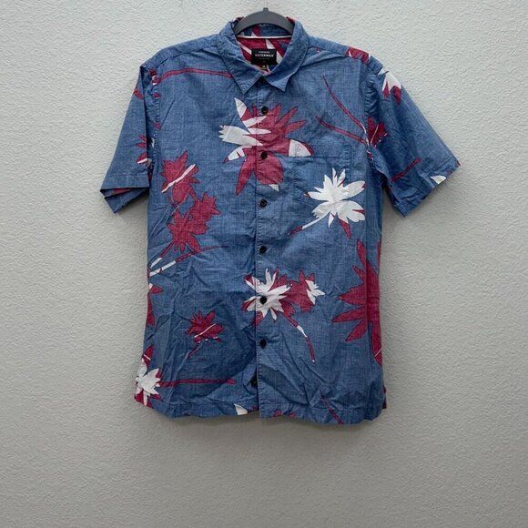 Quiksilver Waterman Floral Hawaiian Short Sleeve Button Up Shirt Mens sz Medium - Picture 1 of 3